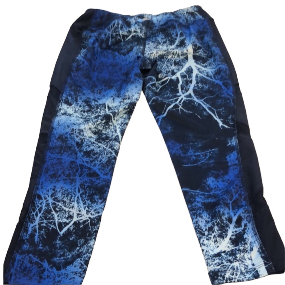 AVIA CROPPED WORKOUT LEGGINGS BLUE BLACK WHITE SIZE SMALL